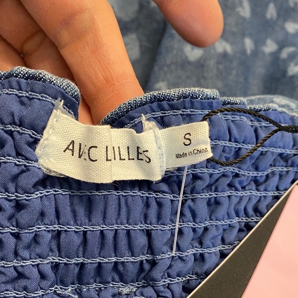 New Avec Les Filles Heart Puff Sleeve Babydoll Mini Dress Size Small - Picture 3 of 5